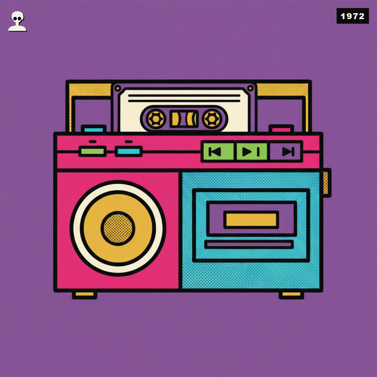 Cassette Tape Recorder - Andy Warhol pop-art illustration