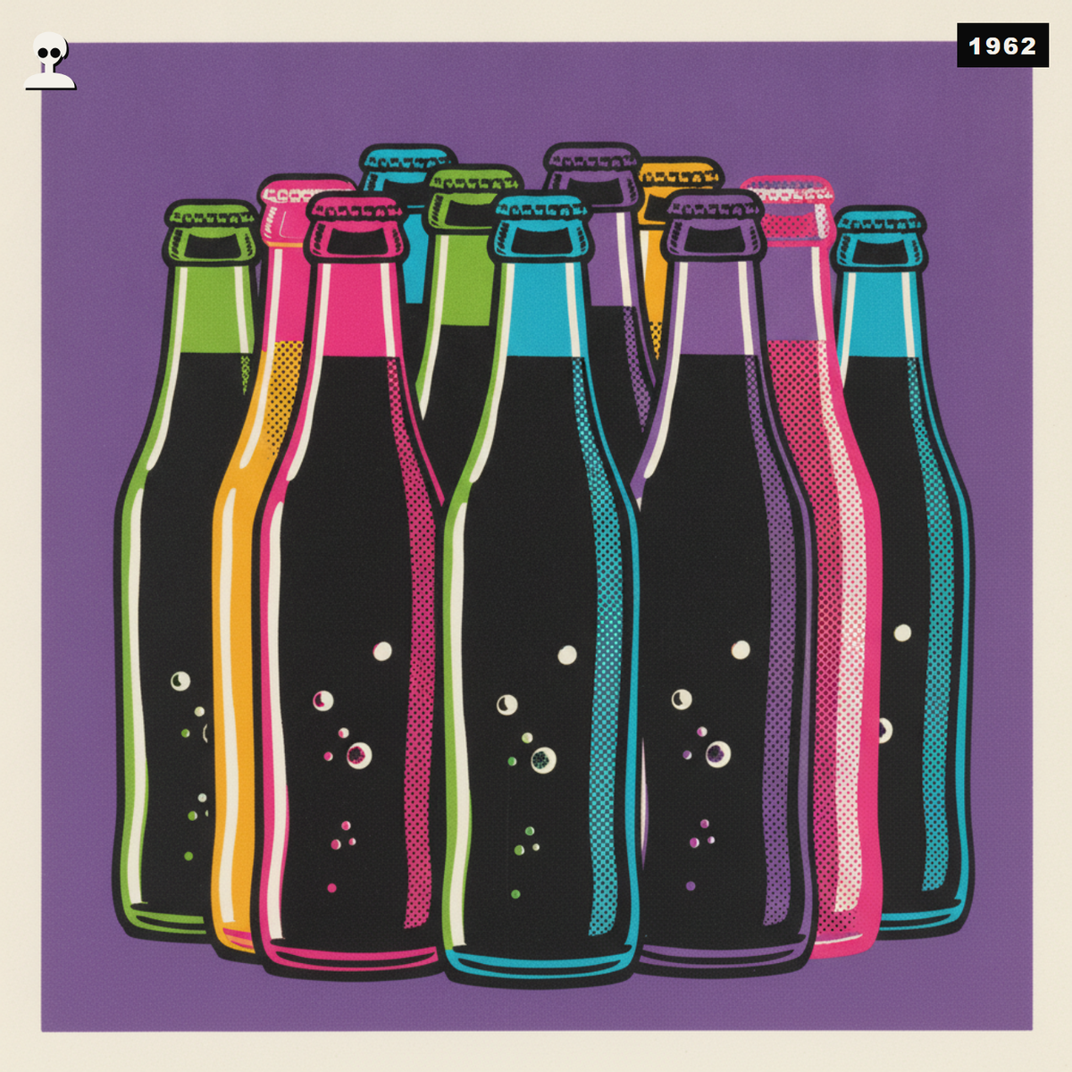 Coca-Cola in Glass Bottles - Andy Warhol pop-art illustration