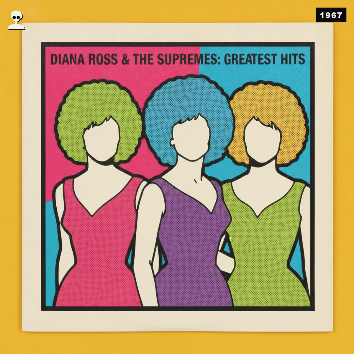 Diana Ross & The Supremes: Greatest Hits - Andy Warhol pop-art illustration