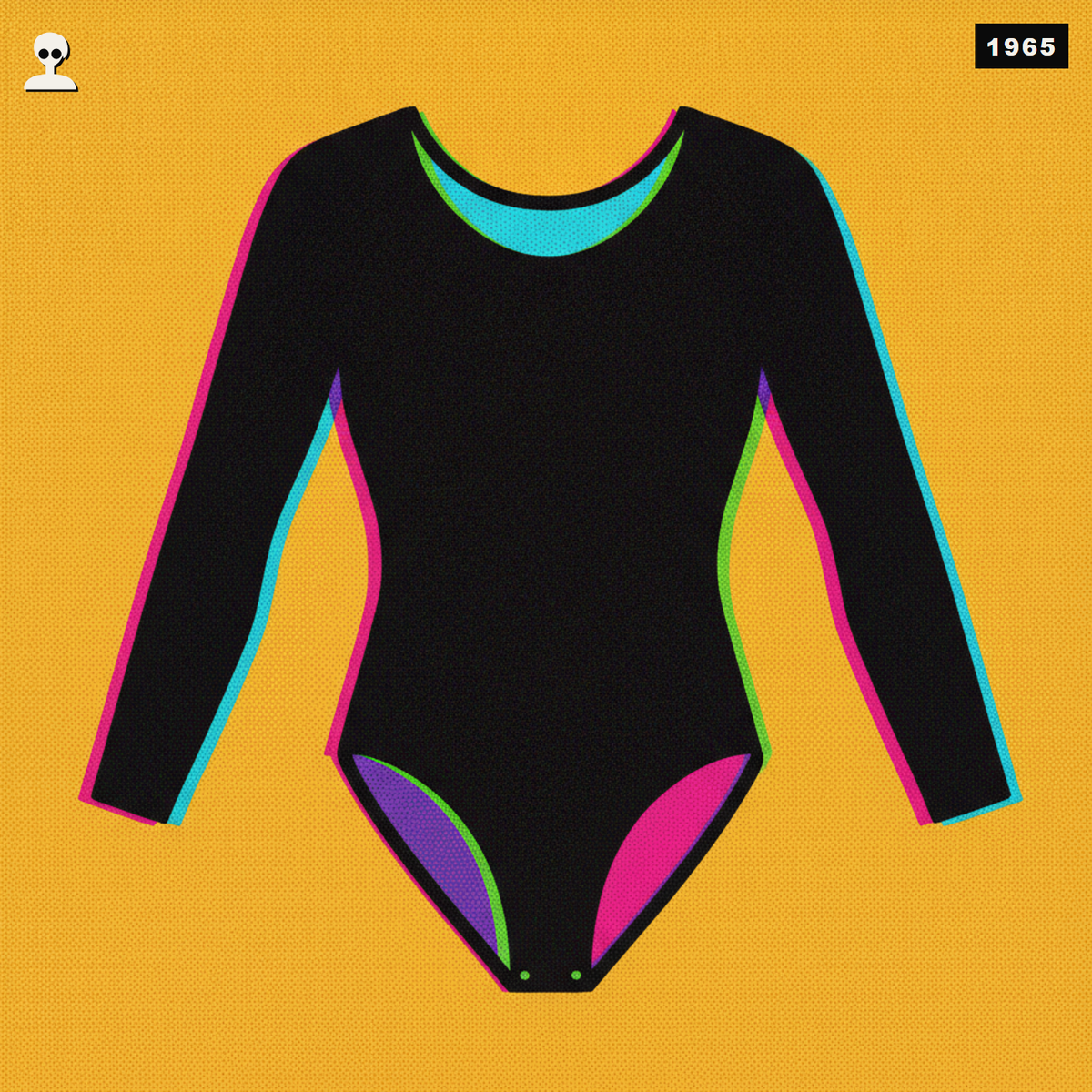 Long-Sleeve Black Leotard - Andy Warhol pop-art illustration