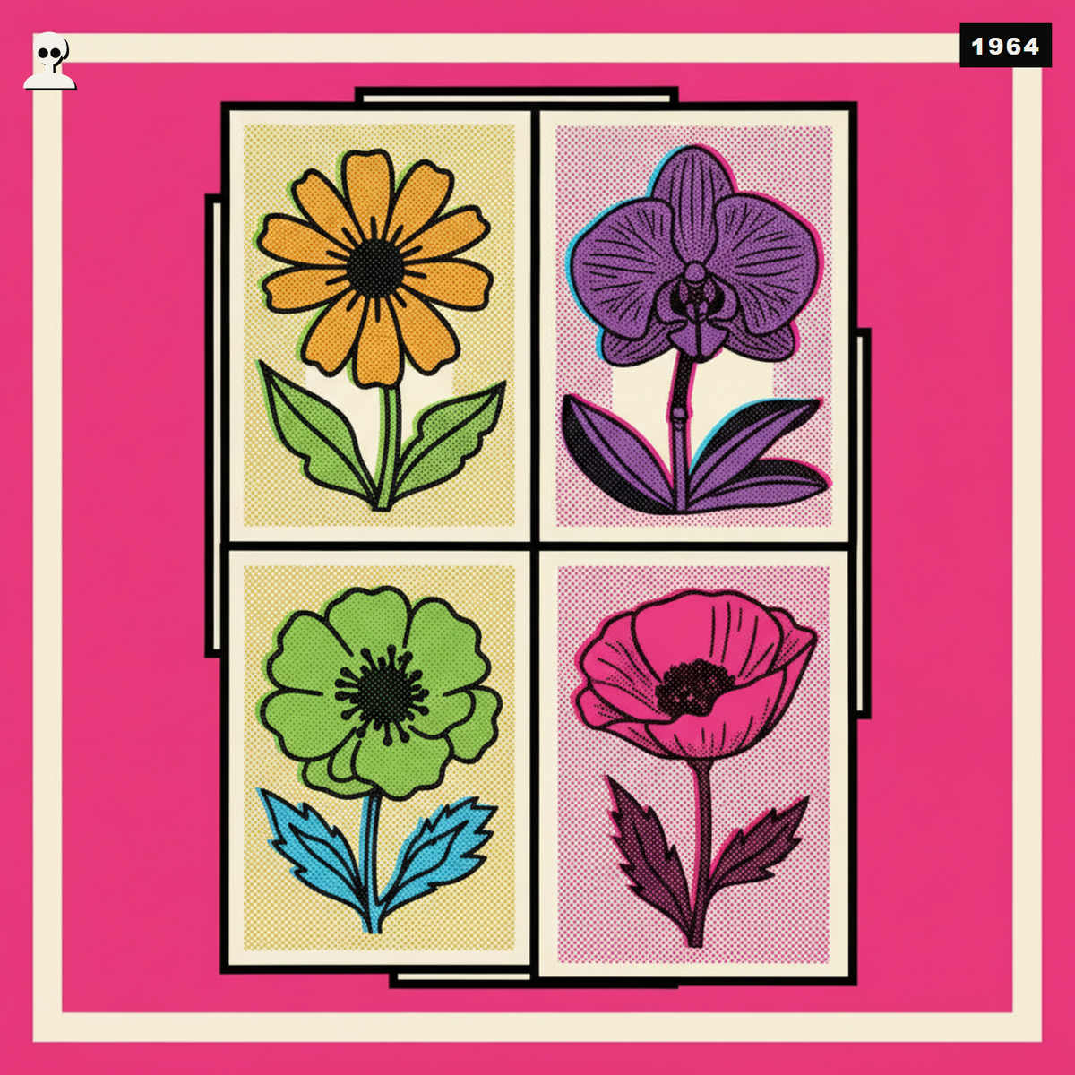 Pop Art Flowers Print Poster Set - Andy Warhol pop-art illustration