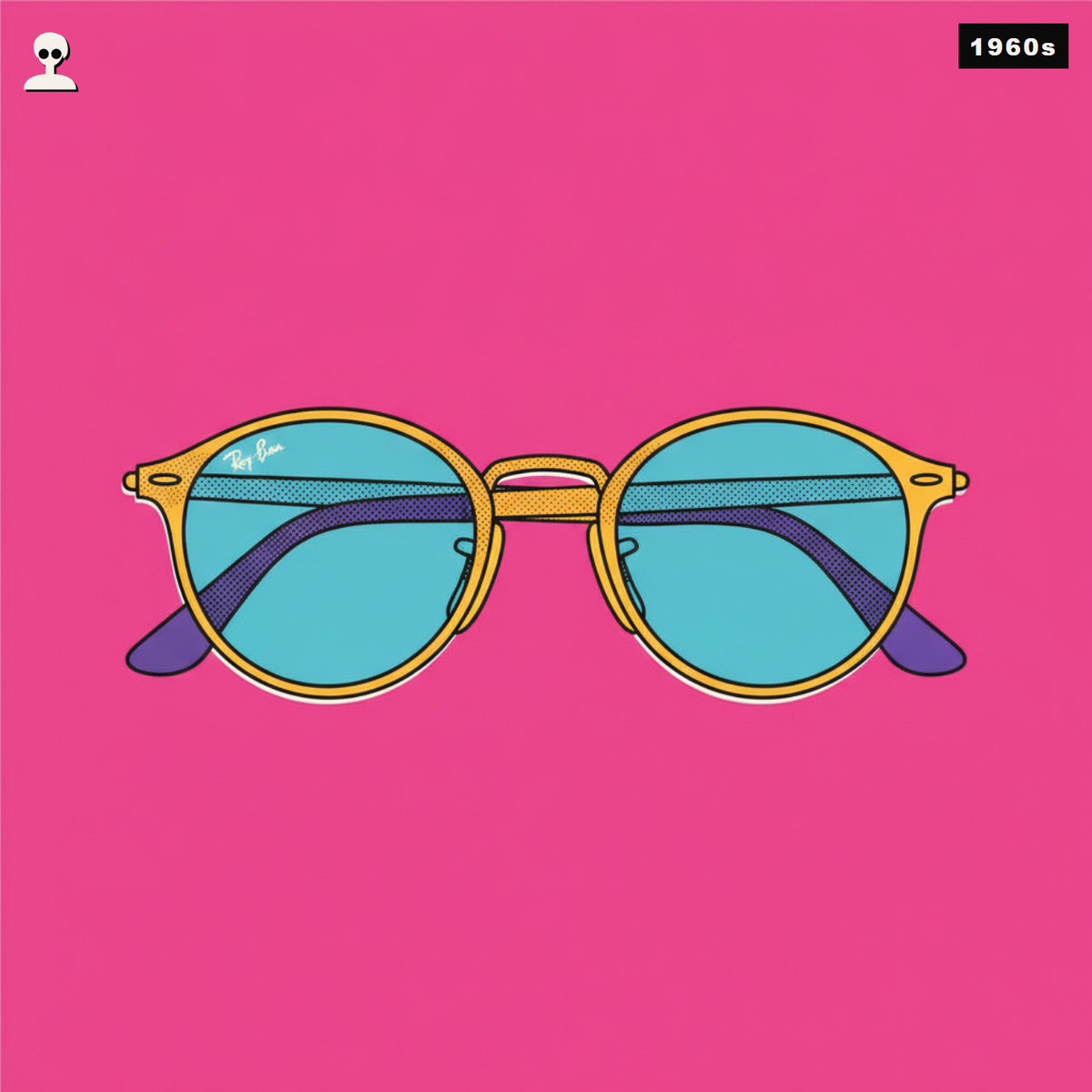 Ray-Ban Round Metal Sunglasses RB3447 - Andy Warhol pop-art illustration