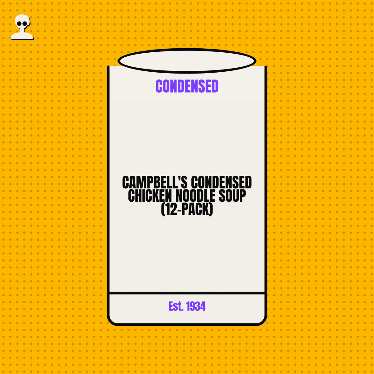 Campbell's Condensed Chicken Noodle Soup (12-pack) - Andy Warhol pop-art illustration