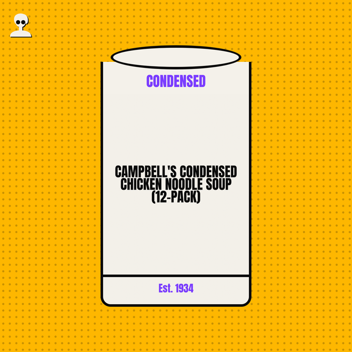 Campbell's Condensed Chicken Noodle Soup (12-pack) - Andy Warhol pop-art illustration