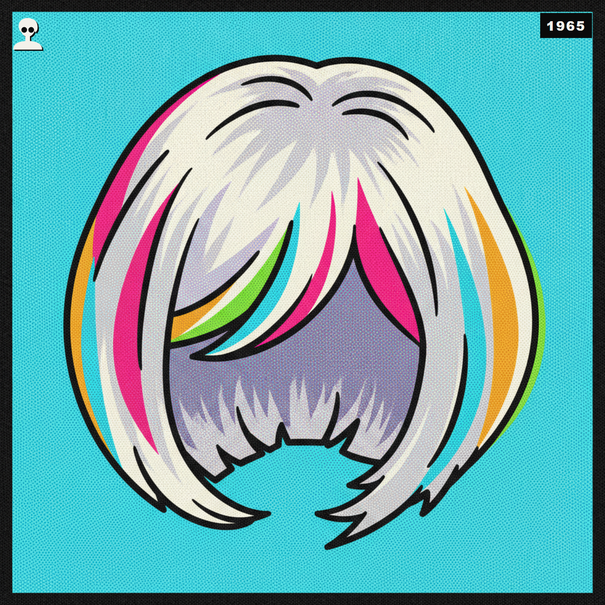 Silver Gray Short Cosplay Wig - Andy Warhol pop-art illustration