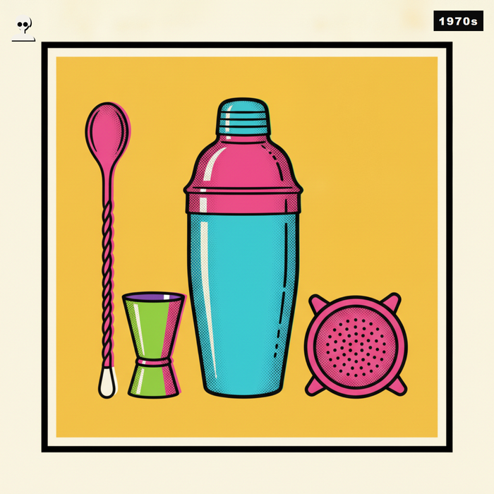 Stainless Steel Cocktail Shaker Bar Set - Andy Warhol pop-art illustration