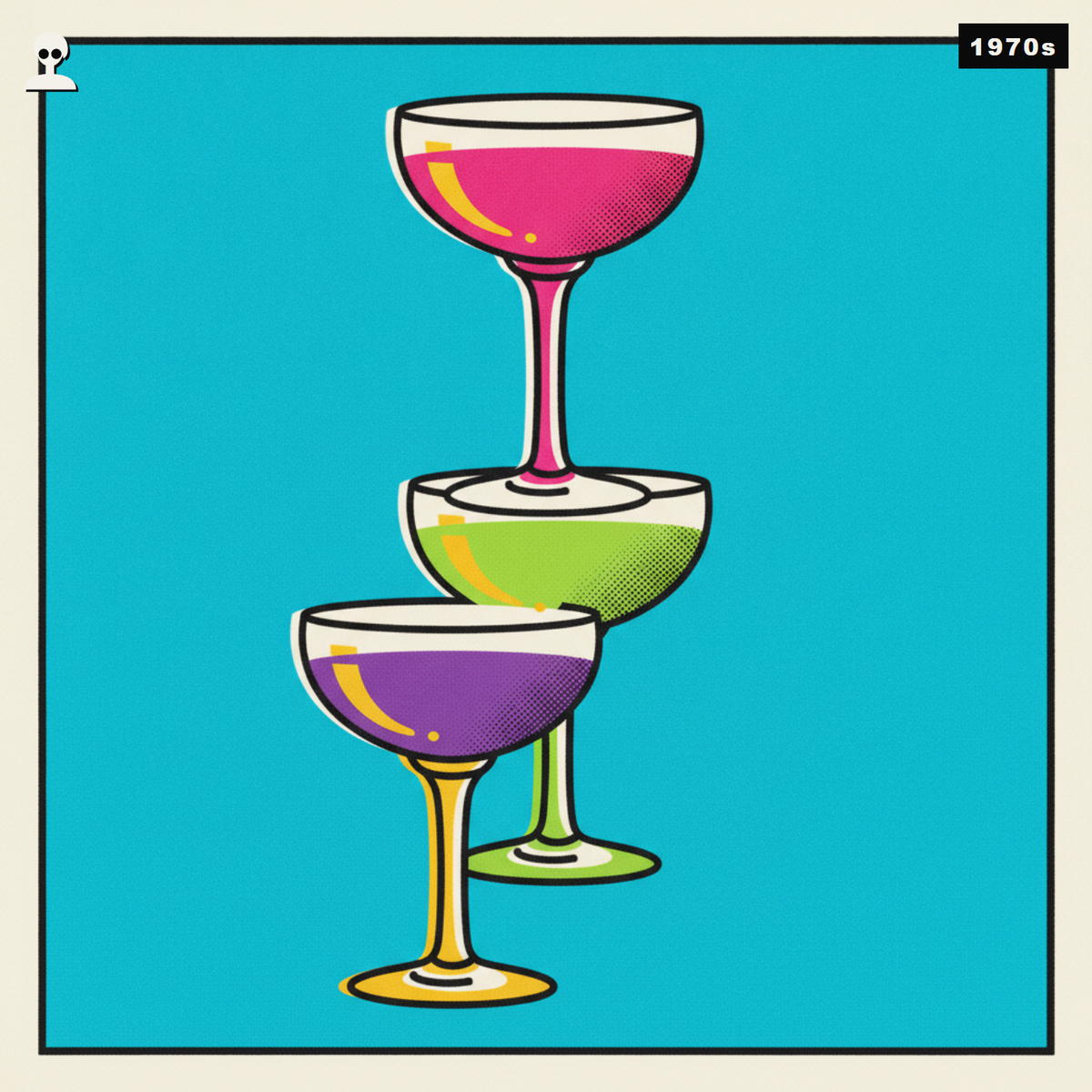 Vintage Coupe Champagne Glasses (Set of 6) - Andy Warhol pop-art illustration