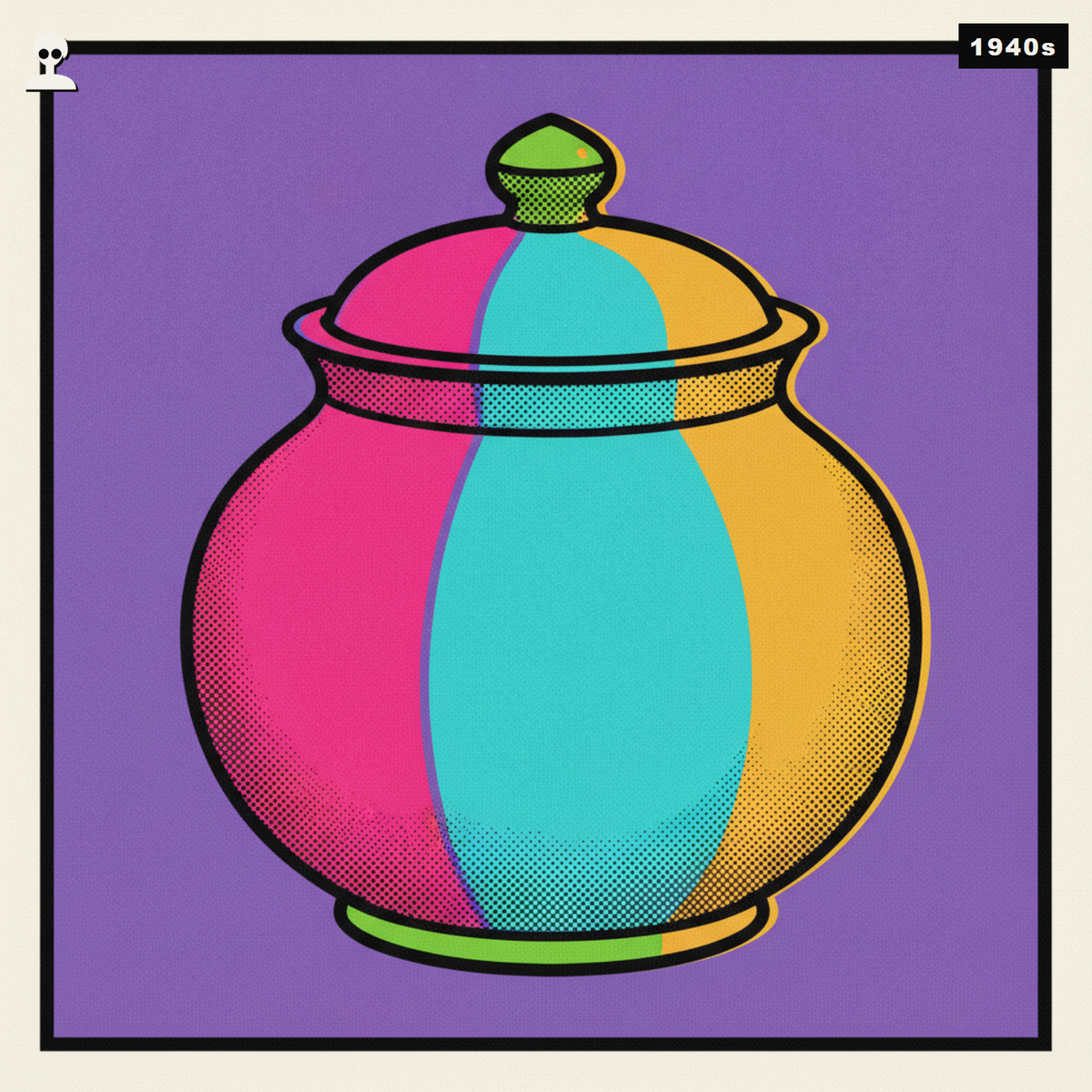 Vintage-Style Ceramic Cookie Jar - Andy Warhol pop-art illustration